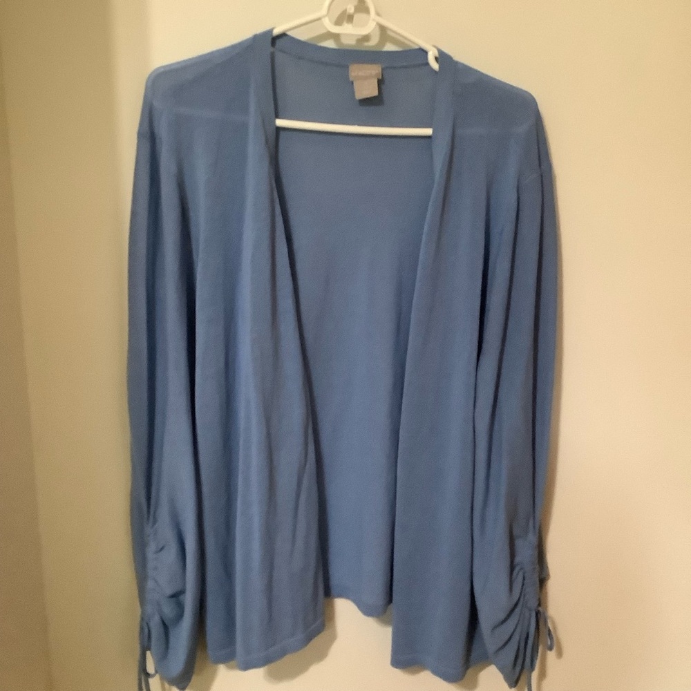 CHICO’S:  French Blue Open-Front Sweater/Blouse  (NWOT)